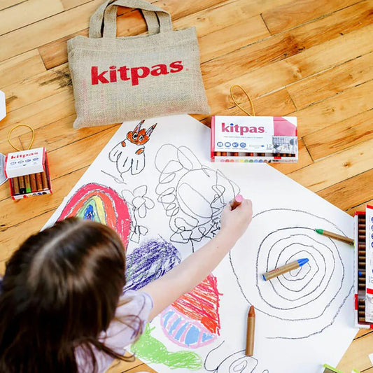 【kitpas】日本製環保無毒水洗粗粗米蠟筆-12支組