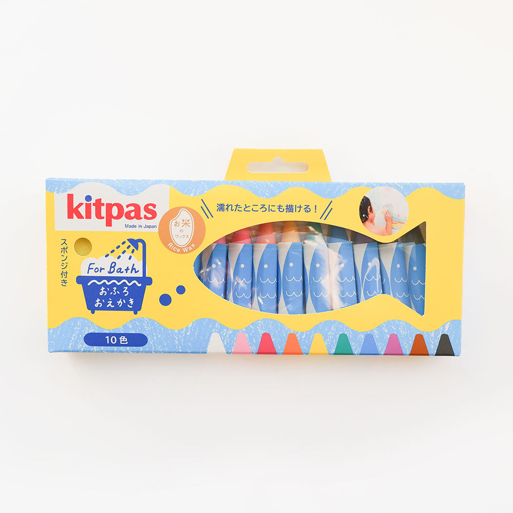 【kitpas】日本製環保無毒浴室水洗蠟筆-10支組(附擦拭海綿)