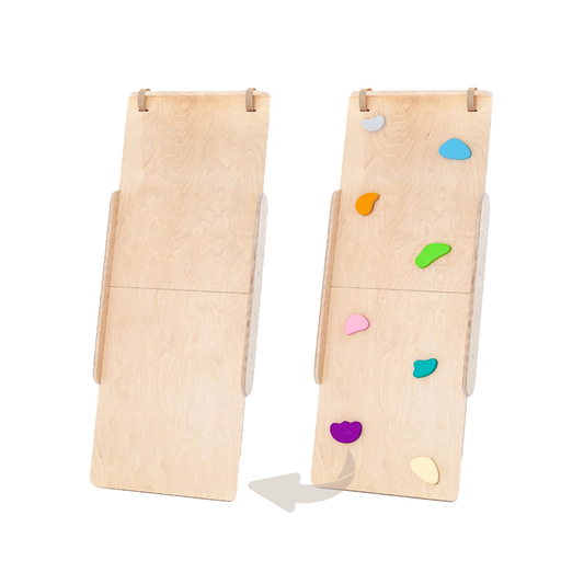 happymoon 攀爬架配件-單片攀岩溜滑梯(木色/彩色/漸層藍)