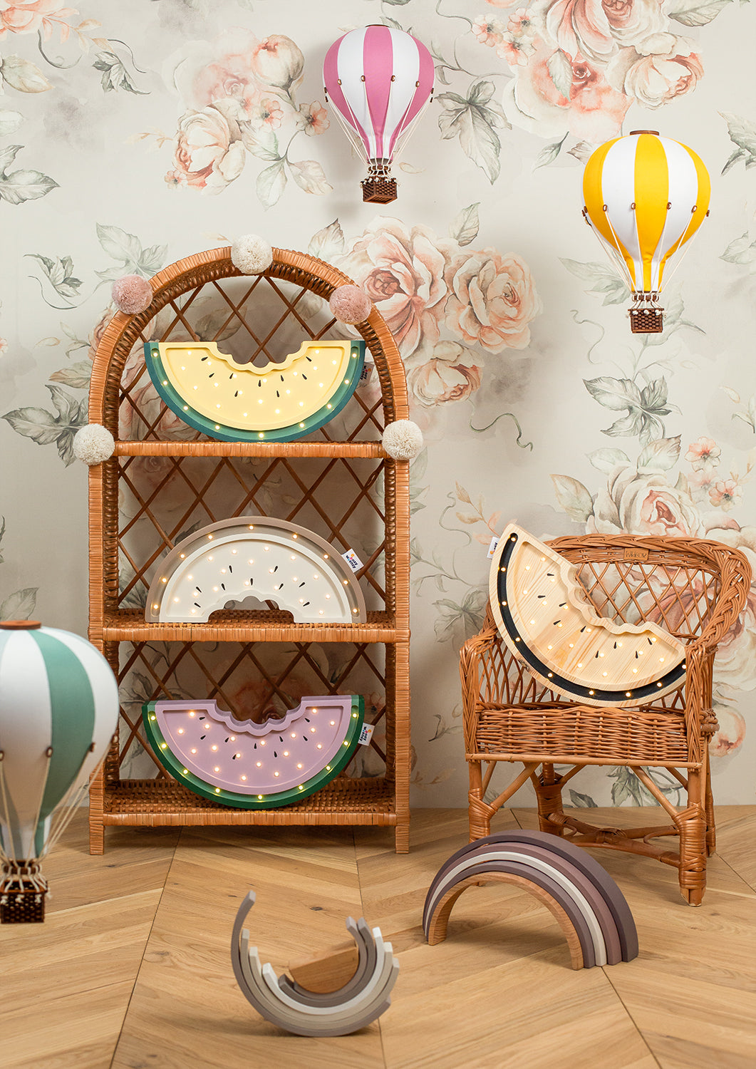 Super Balloon 波蘭熱氣球飾品-花霧粉白