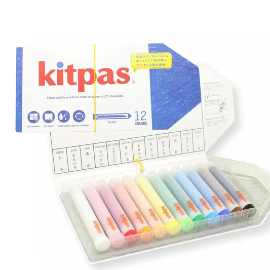 【kitpas】日本製環保無毒水洗旋轉米蠟筆-12支組