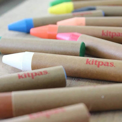 【kitpas】日本製環保無毒水洗粗粗米蠟筆-12支組