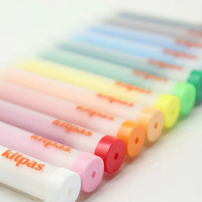 【kitpas】日本製環保無毒水洗旋轉米蠟筆-12支組