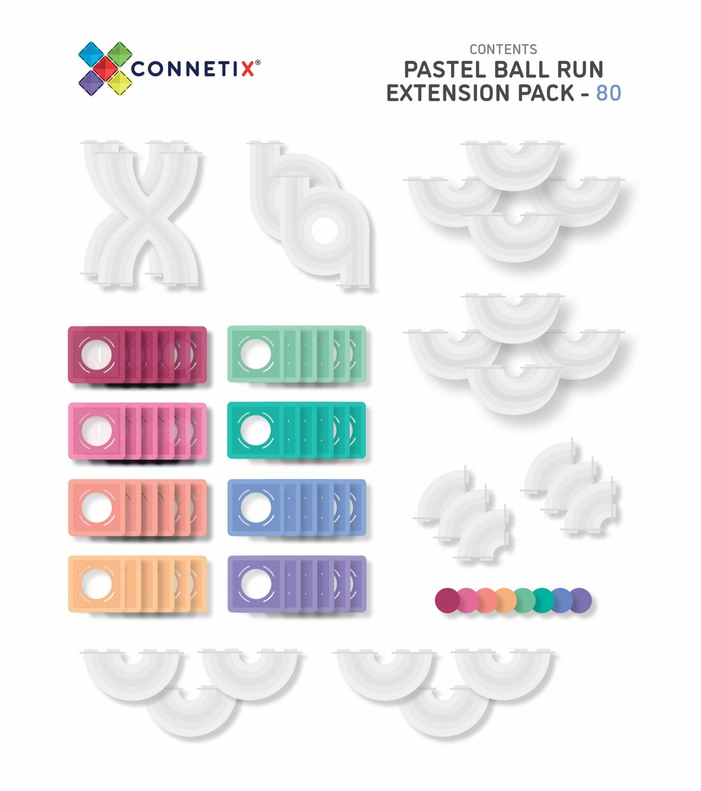 澳洲 Connetix 磁力片- 80片 粉彩球道進階延伸組合