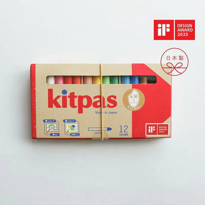 【kitpas】日本製環保無毒水洗米蠟筆-12支組