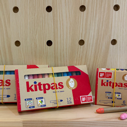 【kitpas】日本製環保無毒水洗米蠟筆-12支組