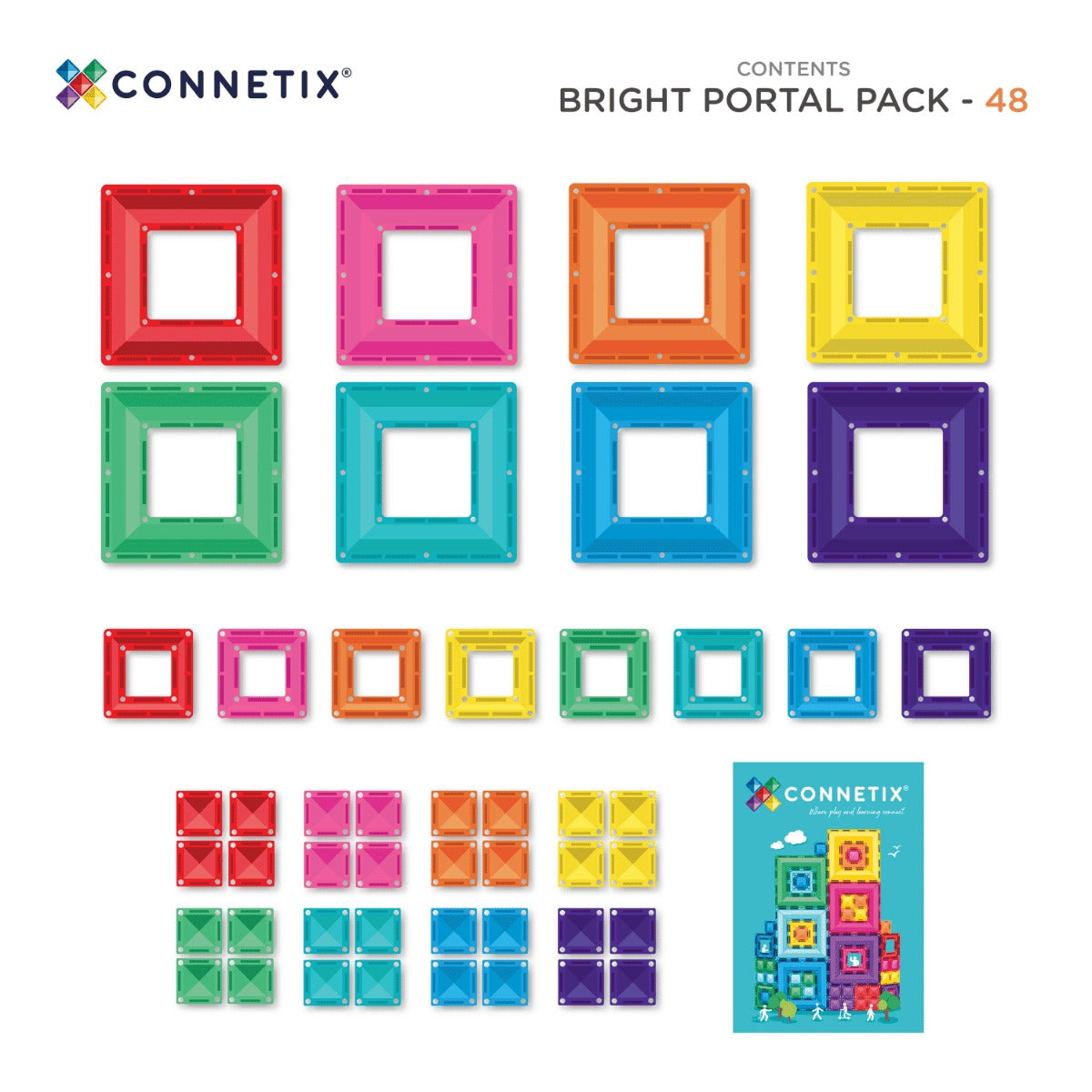 澳洲 Connetix 磁力片- 48片 亮彩方框組